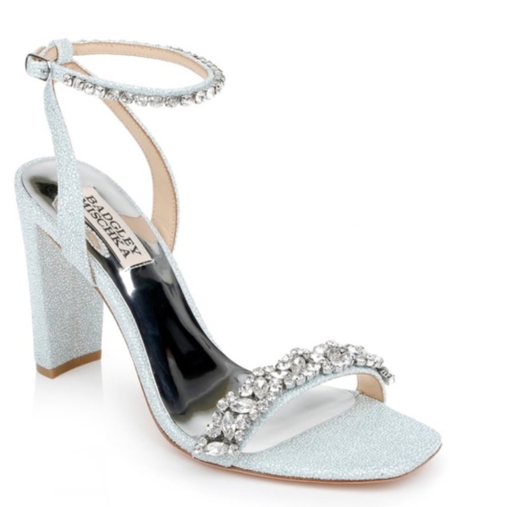 Badgley Mischka Tasmine heeled evening sandals sz 9.5 for bridal or guest